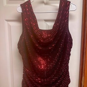 Plus size Red Sequined and Black Jumpsuit